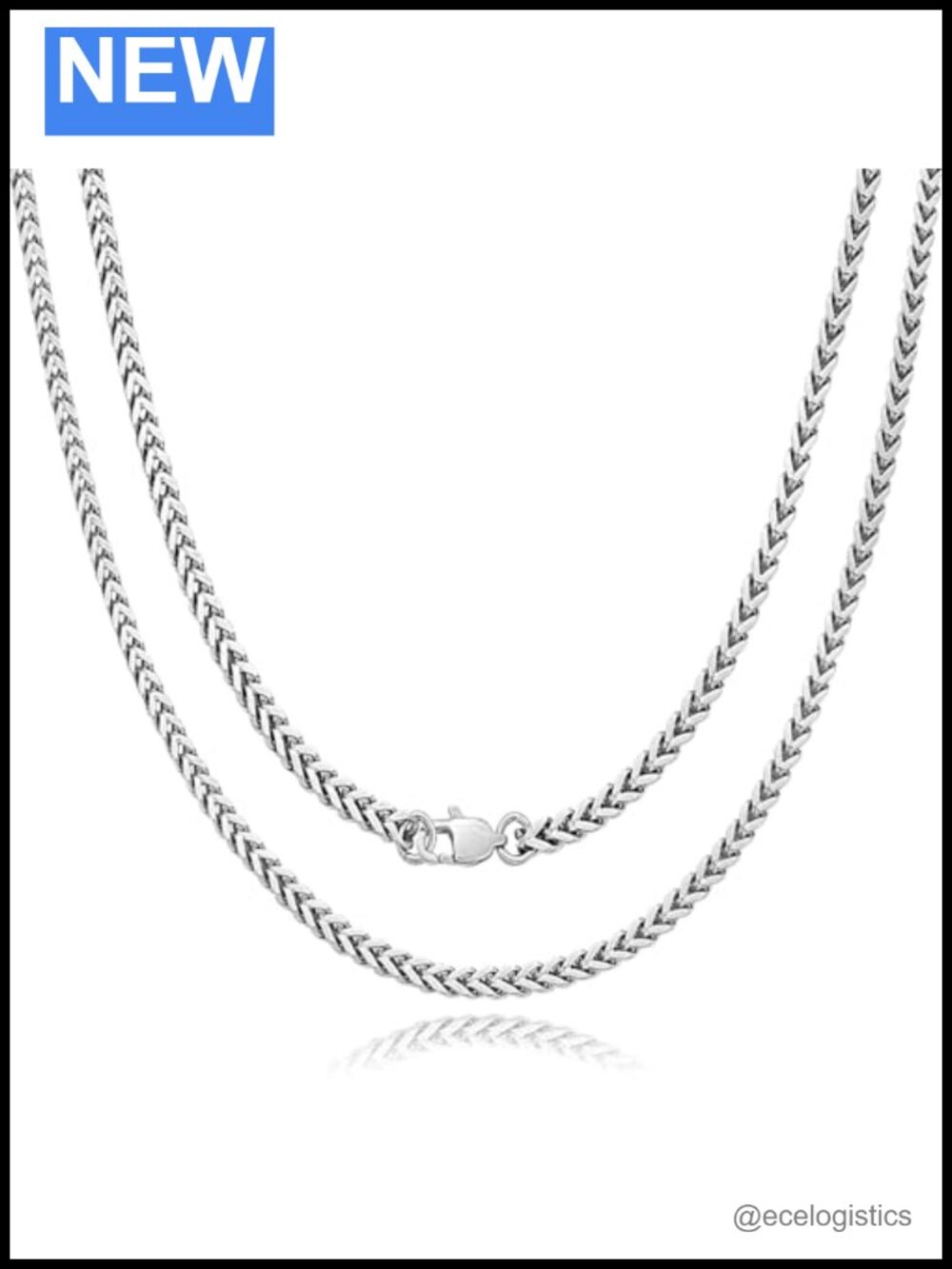 Pure Titanium 4mm Square Keel Twist Link Chain Necklace 25.6" Lobster Clasp